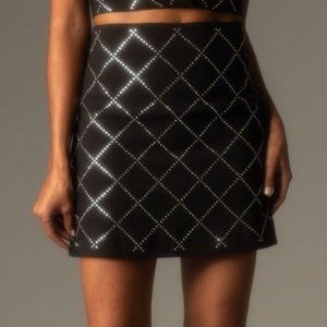 12th Tribe Black Rhinestone Mini Skirt